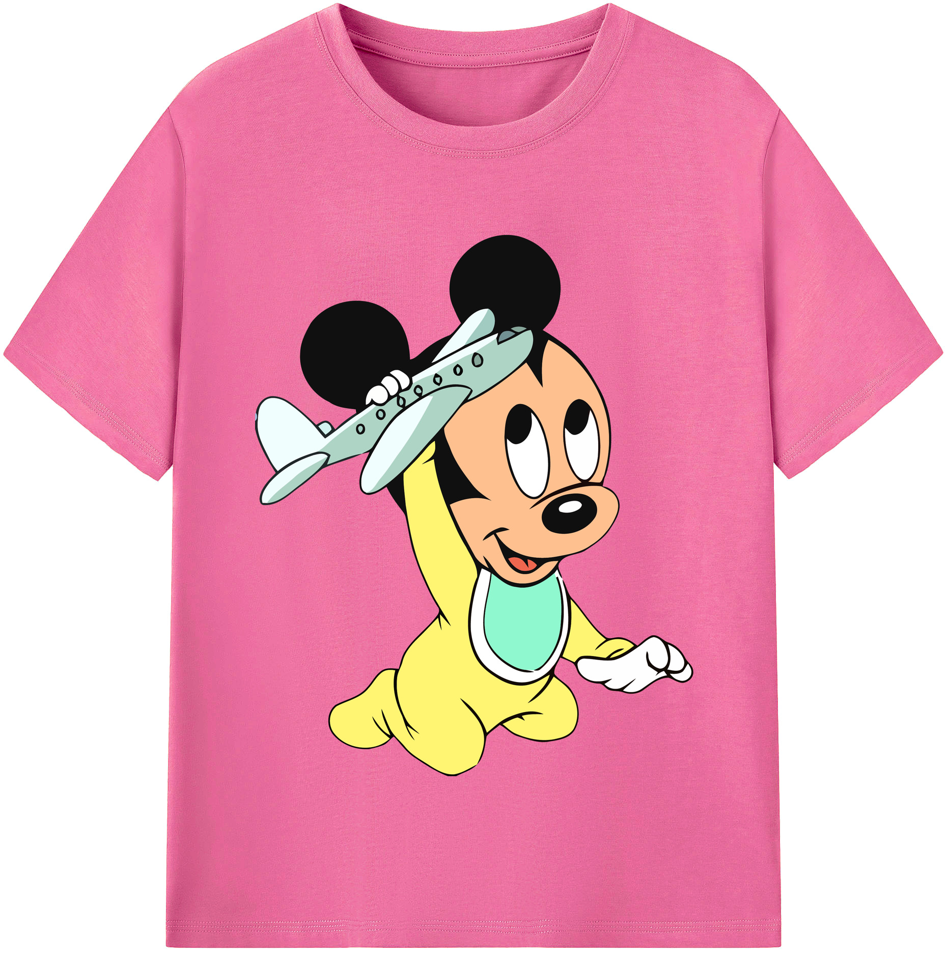 （画像用） ミッキーマウス Mickey Mouse レディースカジュアルプリントTシャツ（綿100％）